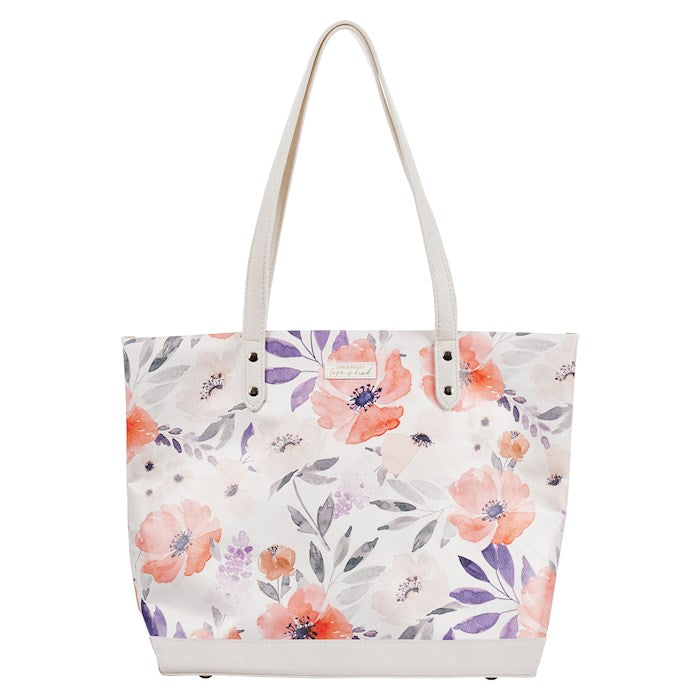 Tote Bag-Love Is Patient-Coral Poppy