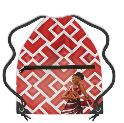 "Red and White" Drawstring Backpack