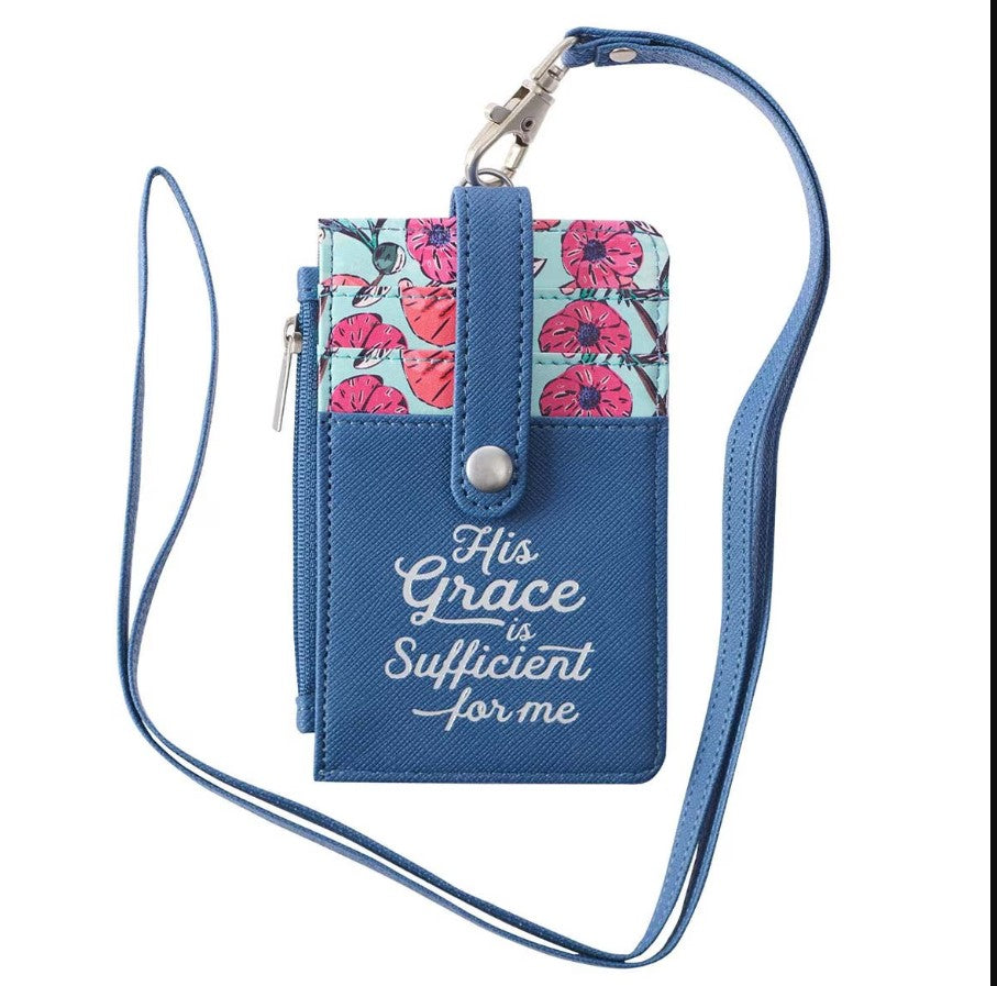 His Grace is Sufficient Faux Leather ID Card Holder
