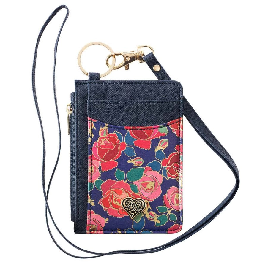 Heart and Roses Faux Leather ID Card Holder