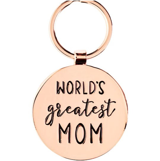 World's Greatest Mom Peach Floral Keychain