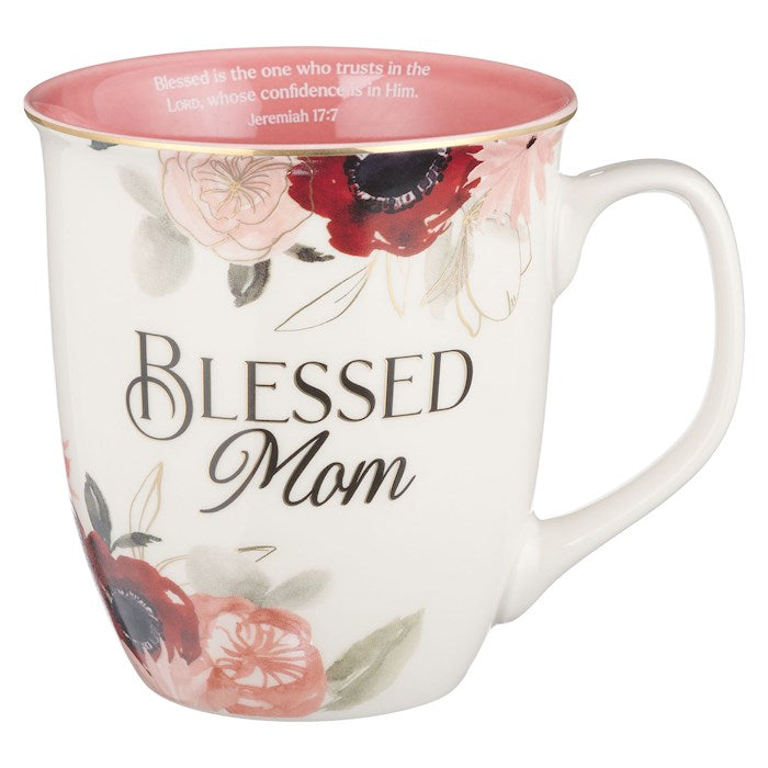 Blessed Mom Pink Floral Ceramic Coffee Mug