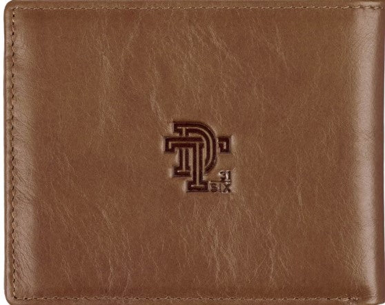 Be Strong and Steadfast Chestnut Brown Full Grain Leather Wallet - Deuteronomy 31:6