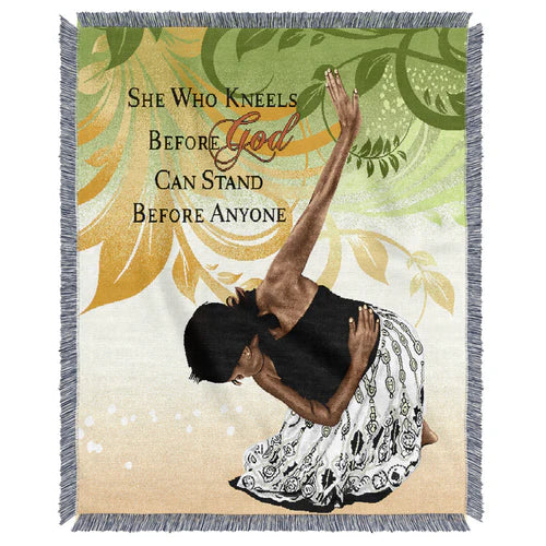 "She Who Kneels" Tapestry Throw