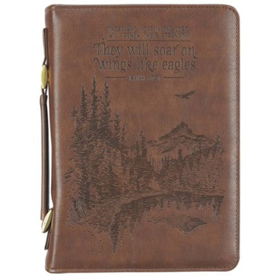 On Wings Like Eagles Brown Faux Leather Classic Bible Cover