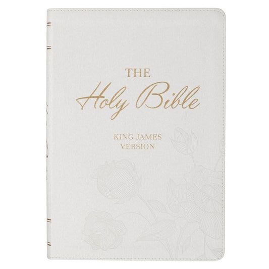 White Faux Leather Super Giant Print King James Version Bible with Thumb Index