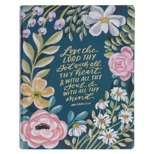 Teal Floral Ally Collection Large Print Faux Leather King James Version Note-taking Bible