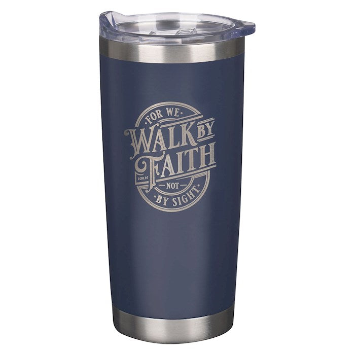 Walk By Faith Navy Stainless Steel Travel Tumbler