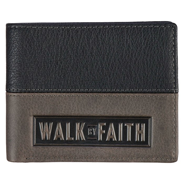 Wallet-Leather-Walk by Faith 2 Cor. 5:7-Two-tone