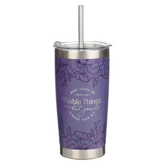 Noble Things Lavender Floral Stainless-Steel Tumbler