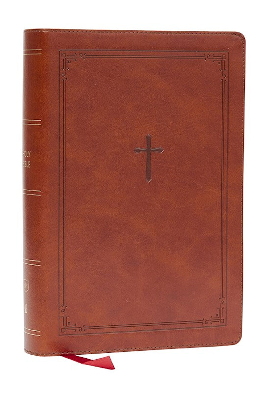 KJV Giant Print End-of-Verse Reference Bible--soft leather-look, brown