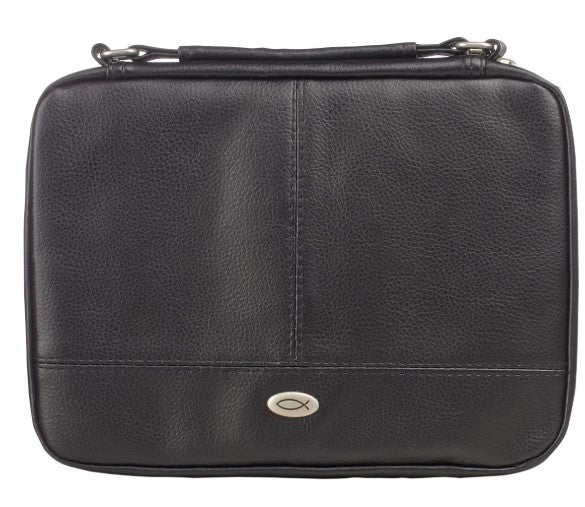 Two-fold Black Faux Leather Organizer Bible Cover