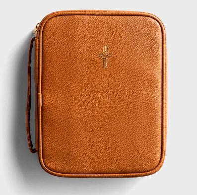 Gold Cross - Tan Faux Leather Bible Cover