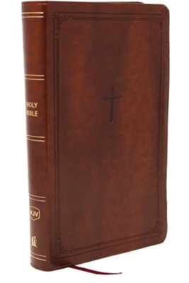 KJV Giant Print End-of-Verse Reference Bible--soft leather-look, brown