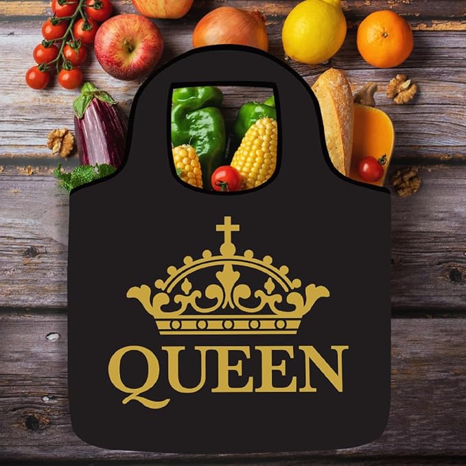 QUEEN BLACK/GOLD REUSABLE TOTE BAG