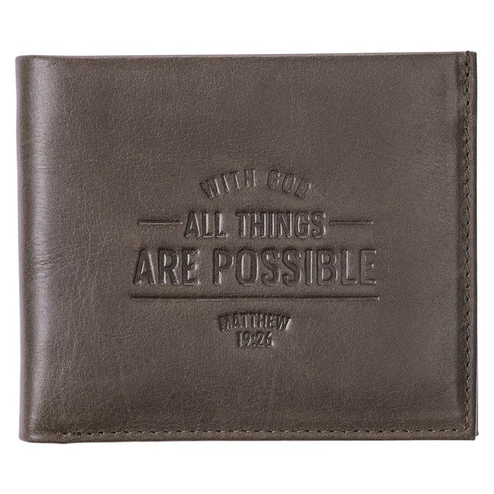 Wallet Leather With God All Things Are Possible Matt. 19:26