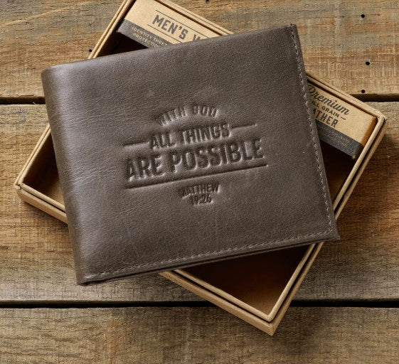 Wallet Leather With God All Things Are Possible Matt. 19:26