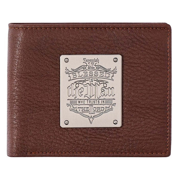 Blessed Is The Man Timber Spice Brown Genuine Leather Wallet - Jeremiah 17:7