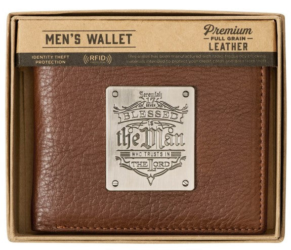 Blessed Is The Man Timber Spice Brown Genuine Leather Wallet - Jeremiah 17:7