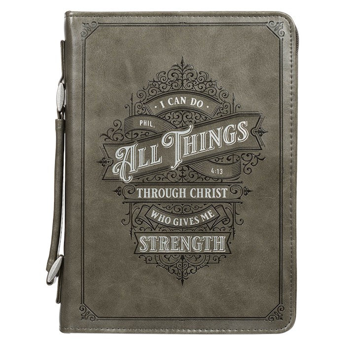 All Things Filigree Gray Faux Leather Classic Bible Cover