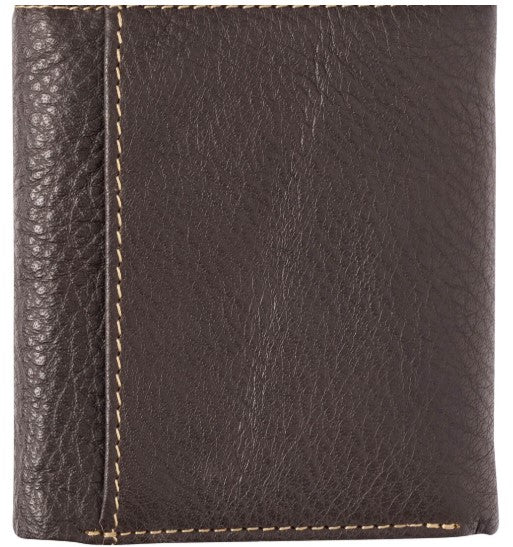 Best Dad Brown and Tan Genuine Leather Trifold Wallet