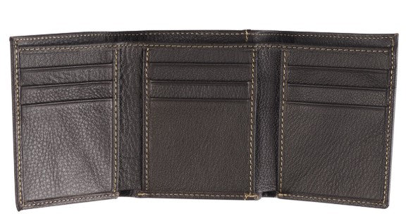 Best Dad Brown and Tan Genuine Leather Trifold Wallet