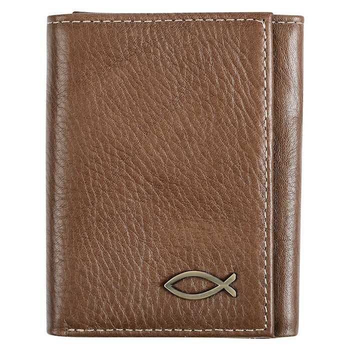 Wallet-Genuine Leather-Trifold Wallet w/Fish Emblem