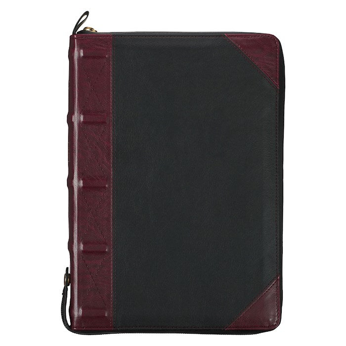 KJV Study Bible-Burgundy/Black Faux Leather Indexed w/Zipper