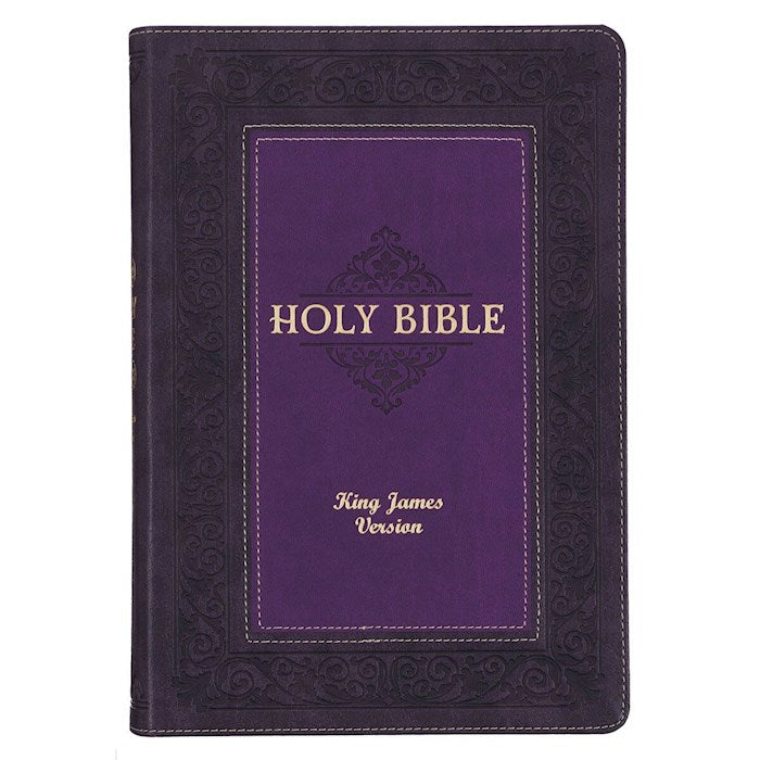 Two-tone Purple Faux Leather Large Print King James Version Study Bible