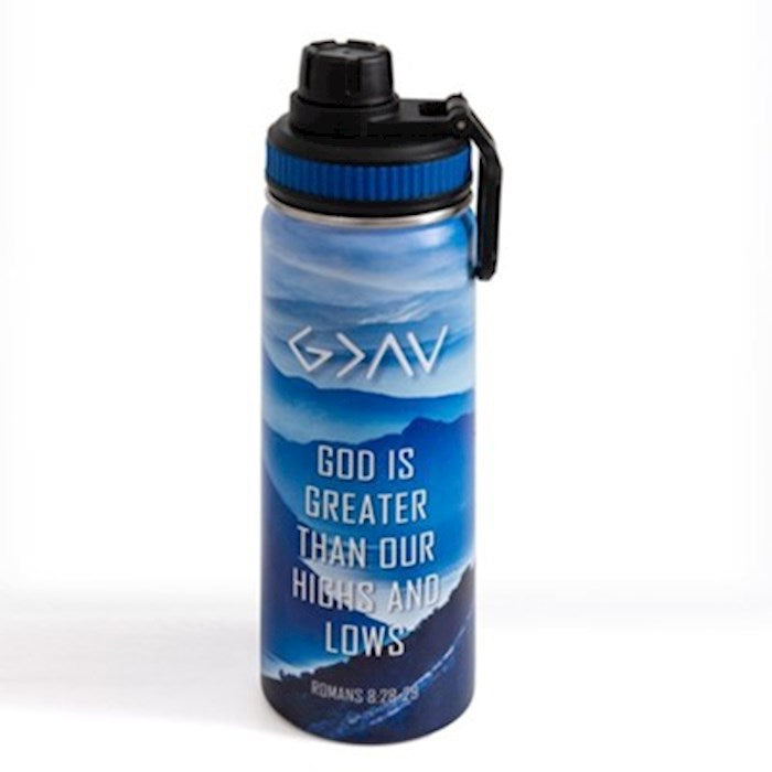 God is Greater Blue Water Bottle