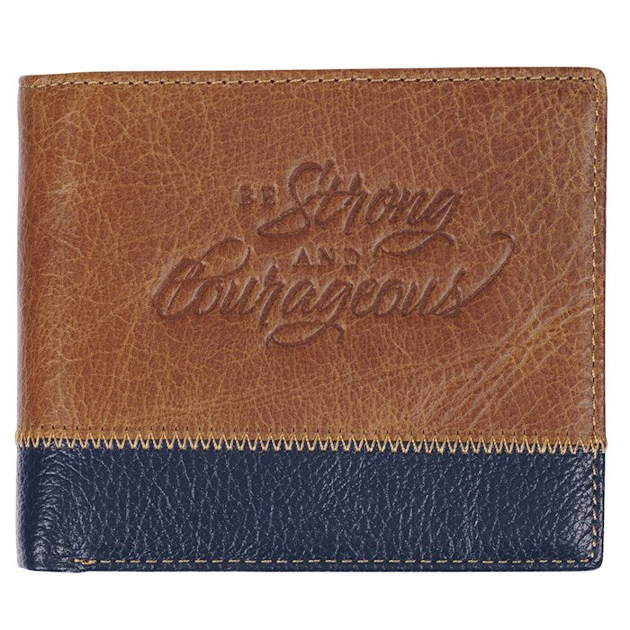 Wallet Leather-Two-tone-Be Strong & Courageous Josh. 1:9