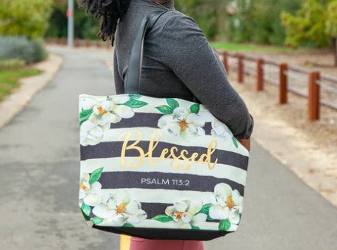 "Blessed Magnolia" Canvas Handbag