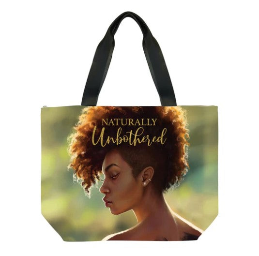 "Naturally Unbothered" Canvas Handbag