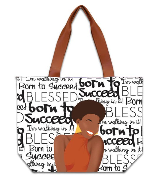"Born to Succeed" Canvas Handbag