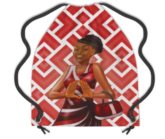"Red and White" Drawstring Backpack