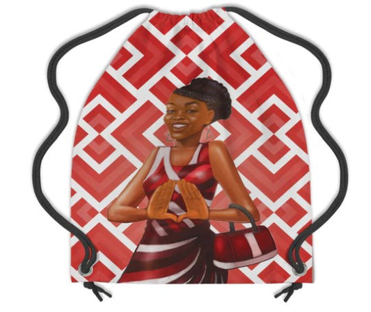 "Red and White" Drawstring Backpack