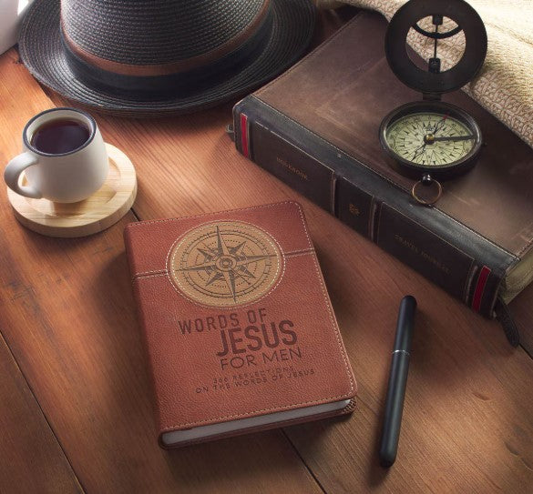 Words of Jesus For Men Saddle Tan Faux Leather Devotional