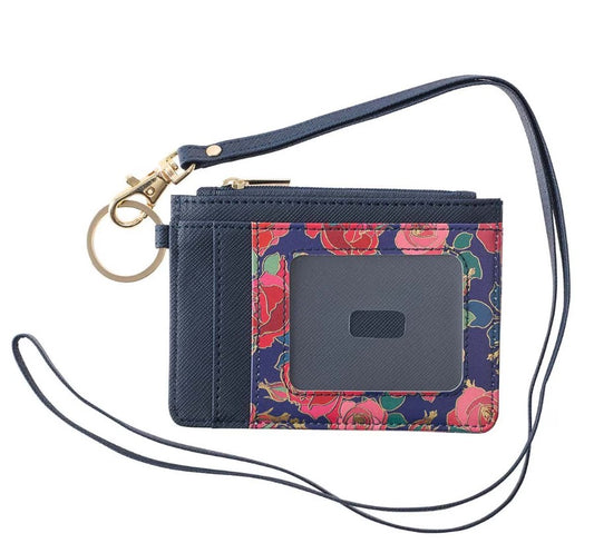 Heart and Roses Faux Leather ID Card Holder