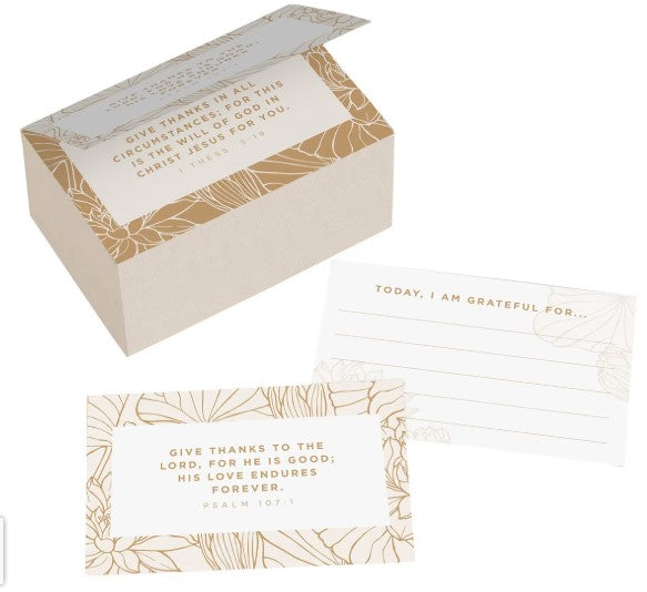 Grateful Gold and White Ceramic Gratitude Jar with Cards