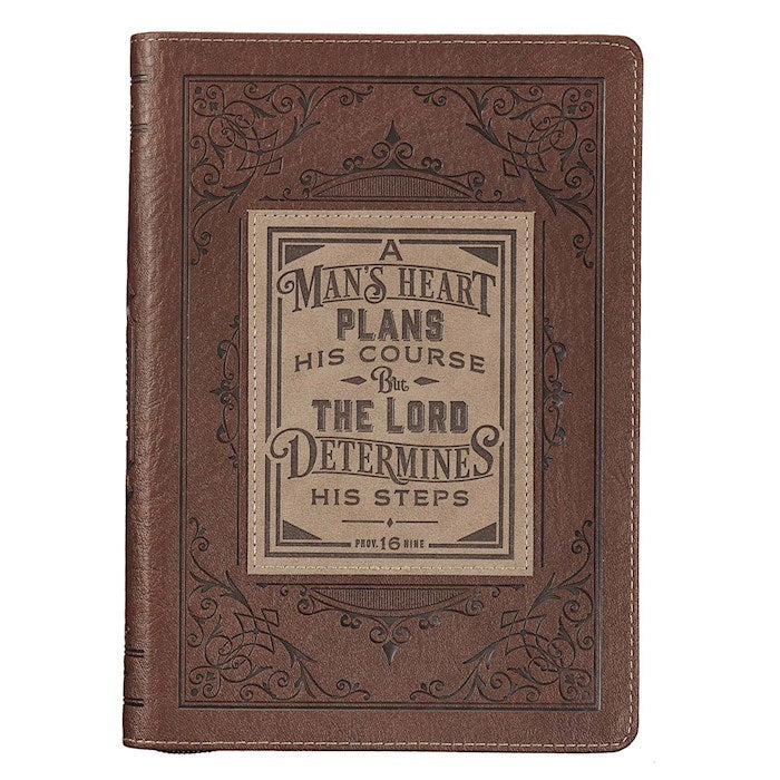 A Man's Heart Classic Faux Leather Zippered Journal