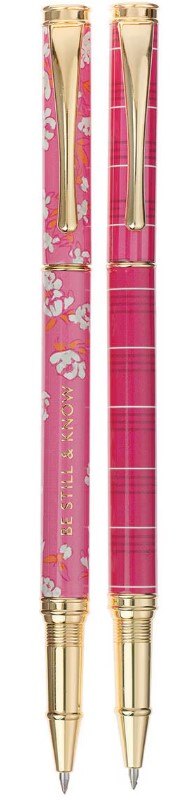 Be Still and Know Pink Plaid Pen Set - Psalm 46:10
