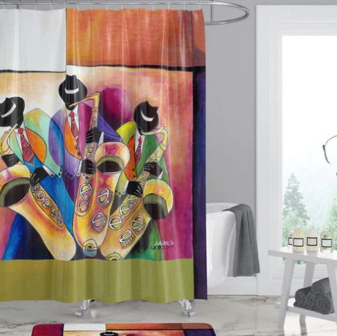 "Jazz Sax Men" Shower Curtain