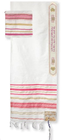 Prayer Shawl-Pink Acrylic w/Bag (72" x 22")