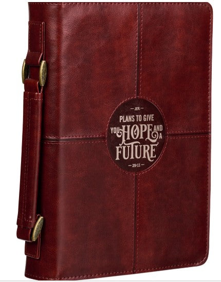 Hope and a Future Chestnut Brown Faux Leather Classic Bible Cover