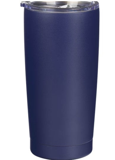 Strong and Courageous Navy Blue Stainless Steel Travel Tumbler