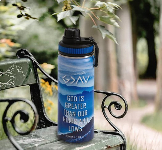 God is Greater Blue Water Bottle