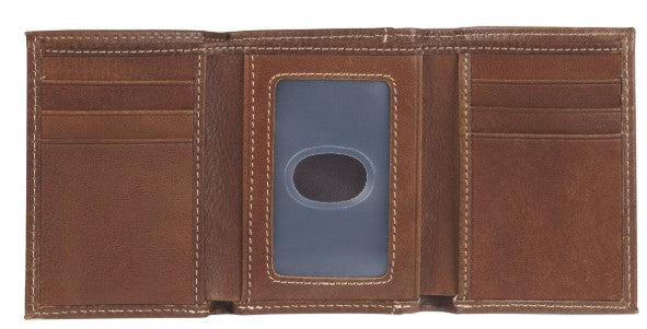 Wallet-Genuine Leather-Trifold Wallet w/Fish Emblem