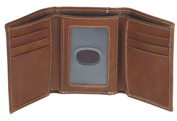 Wallet-Genuine Leather-Trifold Wallet w/Fish Emblem