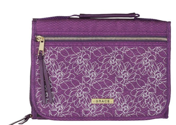 Grace Purple Tri-fold Organizer Bible Cover