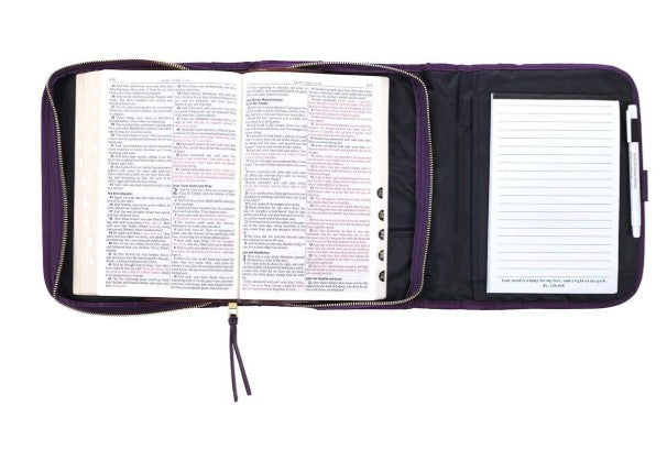 Grace Purple Tri-fold Organizer Bible Cover